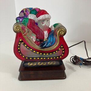 Vintage 1993 Merck Old World Christmas Handpainted Glass Santa Presents & Sleigh